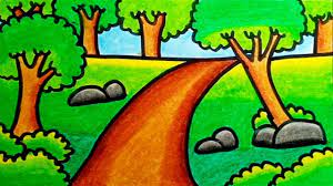 Showing how to draw a forest landscape. How To Draw Forest Scenery Simple For Kids Drawing Forest Scenery For Kids Step By Step Youtube