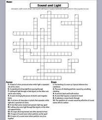 Properties Of Sound And Light Waves Worksheet Crossword Puzzle Crossword Puzzle Light Wave Puzzle