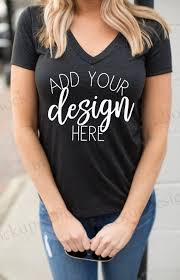 Black V Neck Shirt Mock Up Black Shirt Mock Up Shirt Model Mock Up Black Vneck Model Mock Up Shirt Model Mockup Black T Shirts For Women Black Shirt Women