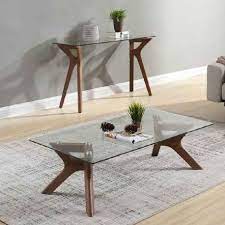 table basse linda reference ct8883gw verre et pietement noyer table basse table mobilier design