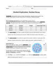 Nuclear reactions note to teachers and students: Gizmo Nuclear Decay Key Docx Nuclear Decayr Answer Key N Alpha Particle Atomic Number Beta Particle Daughter Product Gamma Ray Isotope Mass Number Course Hero