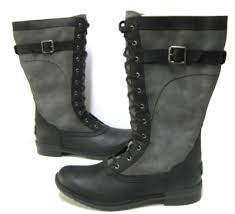 UGG BRYSTL WOMEN TALL BOOTS LEATHER/SUEDE BLACK US 5 /UK 3 /EU 36 /JP 23