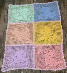 Filet Crochet Carriage Or Crib Cover Baby Animals Crochet Baby Afghan Crochet Filet Crochet Charts Fillet Crochet Patterns
