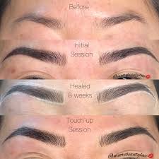 The Stages Of Building Brows With 3d Microblading Love This Transformation This Is The Mircoblading Eyebrows Microblading Eyebrows Permanent Makeup Eyebrows