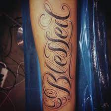 This simple one word statement may appear rather basic at first glance, but those who have this ink done. 60 Blessed Tattoos For Men Biblical Lettering Design Ideas