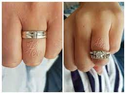 His Hers White Tattoo Wedding Band Tattoo Tattoo Wedding Rings Ring Finger Tattoos