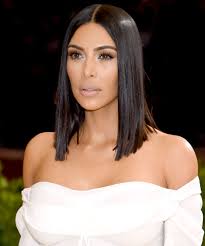 Kim Kardashian Met Gala 2017 Sleek Lob Sleek Hairstyles Hairstyle Bob Hairstyles