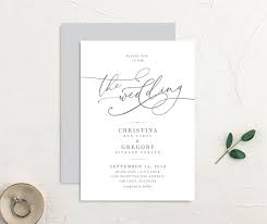 Romantic Calligraphy Wedding Invites Grey Front Back Calligraphy Wedding Invitation Wedding Invitations Wedding Calligraphy
