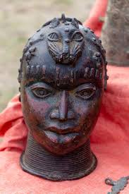 African Handicraft Statues in Ebony Wood Stock Photo