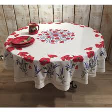 Lohascasa round vinyl oilcloth lace tablecloth waterproof pvc plastic wipeable spillproof peva heavy duty tablecloth patio with flannel backing grey flower 70 inch. Round Tablecloth Coated White Poppies 70 Inches