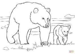 This bear is made up of three colors in three layers: Grizzly Bear Coloring Pages Kidsuki