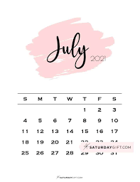 This moment can be called the beginning of a new phase of life. Cute Free Printable July 2021 Calendar Saturdaygift