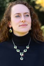 Lana Green Garnet & Sterling Silver Necklace & Earrings