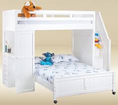The stairs can be placed on either side of the bed. Post White Twin Size Stairway Study Loft Bed Bunk Beds With Stairs White Bunk Beds Bunk Bed With Stairs And Storage
