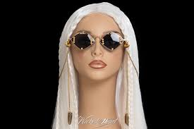 Sunglasses Crystal Diamond, Festival, Triangle, Gold, Avant Garde, Rave,  Punk, Gothic, Burning Man, Unisex, Embellished, Chain