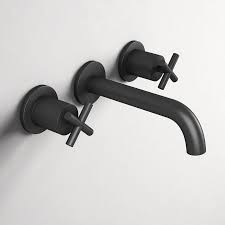 Robinet Melangeur Lavabo Mural Noir Mat Croce Robinet Retro Robinet Lavabo Robinet
