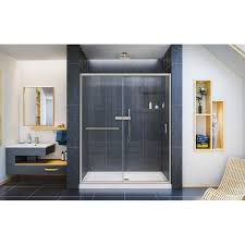 Dreamline Infinity Z 50 54 In W X 72 In H Semi Frameless Sliding Shower Door Clear Glass In Sliding Shower Door Shower Doors Frameless Sliding Shower Doors