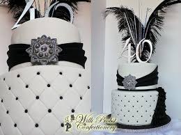 Black White And Silver Themed Elegant 40th Two Tier Birthday Cake Birthday Cake For Women Elegant Tiered Cakes Birthday Birthday Cakes For Women