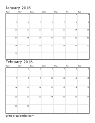 2016 Two Months Per Page Vertical Stacked Printable Calendar Printable Calendar Pdf Monthly Calendar Printable Printable Calendar Design