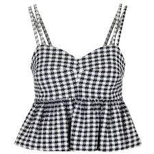Black And White Plaid Tank Top Topshop Gingham Check Peplum Tank 60 Liked On Polyvore Featuring Tops Shirts White Ruffle Tank White Peplum White Bralette Top White Peplum Tops White Crop Top Tank