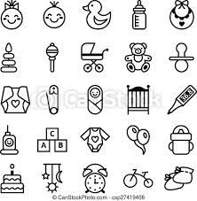 Icons Set Baby And Accessories Big Set Of Vector Icons Black White Baby And Accessories Canstock