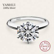 Perdere Soldi Vendita 100 Reale Solido Argento Anelli 1 5 Ct Sona Diamante Della Cz Fidanzamento Fedi Per Le Donne Ring Size 4 5 Kim Cương Nhẫn Cưới Nhẫn Bạc