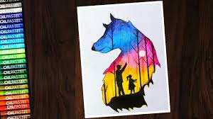 Double Exposure Father S Day Drawing Colourful Moonlight With Oil Pa Father S Day Drawings Double Exposure Drawings