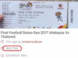 Apa yang menarik peminat hanya perlu membayar tiket. Tiket Perlawanan Akhir Bola Sepak Sukan Sea 2017 Rm1700 Ini Memang Sangat Melampau