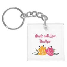 Custom Name And Text Pink Yellow Flowers Keychain Zazzle Com Yellow Flowers Pink Yellow Pink Gifts