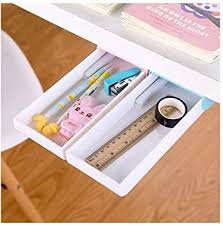 This desktop organizer with 7 compartments to help keep your desk uncluttered. Amazon Com Pencil Tray Under Desk Drawer Organizer Storage Self Stick Pop Up A Pack Of 2 Pink And Blue Arts Crafts Sewing