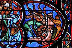 Detail Du Vitrail Du Jugement Dernier Xiiie S Cathedrale De Bourges Faux Stained Glass Stained Glass Angel Stained Glass Art