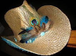 Cowgirl Cowboy Hat Turquoise Feathers Peacock Country Music Rock Star By Designsbysuzyt On Etsy 59 95 Cowboy Hats Cowboy Cowgirl Hats