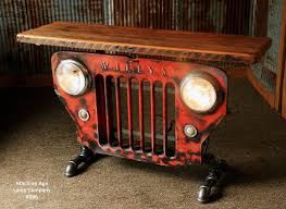Steampunk Industrial Jeep Willys Grill Table Stand Or Console 886 Vintage Industrial Furniture Car Part Furniture Automotive Decor