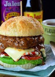 Burger Daging Bersos Lada Hitam Burger Makanan Dan Minuman Roti Burger