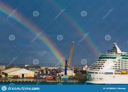 Twin Rainbows And Cruise Ship Editorial Stock Image - Image of ...