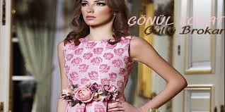 2015 Gonul Kolat Pembe Gullu Brokar Elbise Modeli Elbise Modelleri Elbise Pembe