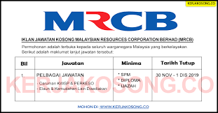 Reasonable growth potential with mediocre balance sheet. Jawatan Kosong Malaysian Resources Corporation Berhad Mrcb
