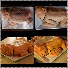 Allow the baby shower cakes to cool completely and then slice them in half. Facebook