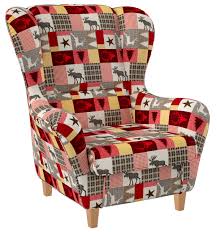 Ohrensessel gibt es seit dem ausgehenden 18. Schwedisch Landhaus Patchwork Elch Hirsch Rot Ohrensessel Onlineshop