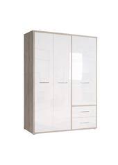 Kleiderschrank Jandia 150 Cm Breit 3 Turig Mit Schubladen Sandeiche Weiss Hg Kleiderschrank Mit Schubladen Kleiderschrank Schubladen