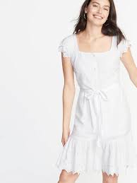 Embroidered Eyelet Waist Defined Tie Belt Dress For Women Old Navy Belted Dress Tie Belt Dress Womens Dresses