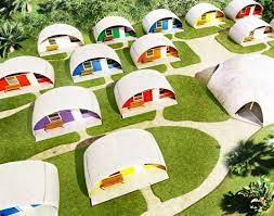 Colorful Binishell Dome Homes Made From Inflatable Concrete Cost Just 3 500 Tiny Home Cost Dome House House Cost