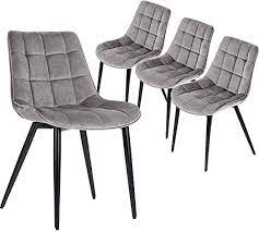 Homhum Dining Chairs Set Of 4 Velvet Leisure Upholstered Modern Chair With Metal Legs For K Living Room Grey Upholstered Dining Side Chair Living Room Leather