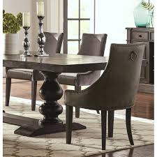 Modern Demi Wing Brown Upholstered Dining Chairs With Ring Pull Accent Set Of 2 Overstock 28001344