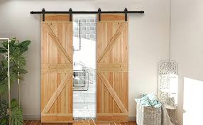 Inspiring designs that bring a rustic touch to any room. Amazon Com Ccjh 7 5ft Sliding Barn Door Hardware Kit Heavy Duty Smoothly And Quietly Easy To Install Fit 22 5 Width Double Door Panel Basic Style Hangers Black Home Improvement