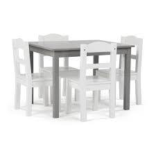 Humble Crew Inspire 5 Piece Grey White Kids Table And Chair Set Tc770 The Home Depot In 2020 Wooden Table And Chairs Kids Table And Chairs White Kids Table