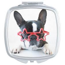 French Bulldog With Red Star Glasses Vanity Mirror Zazzle Com French Bulldog Dog With Glasses Bulldog