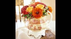 Paper flower centerpieces 36 inch inch paper flowers on stems, how to make tissue paper flowers four ways hey lets make stuff, spiral rose centerpiece paper paper flowers centerpiece 2 crepe paper flowers paper flowers. Vintage Teapot Fall Flowers Centerpiece Youtube