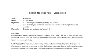 English For Trade Fairs Lesson Plan Time Level Objective Materials 90 Minutes B1 And Above A To Discuss You English Fair Trade This Or That Questions