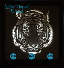 Tiger Cat Paper Cut Light Box 3D Shadow Box Digital Download SVG Template